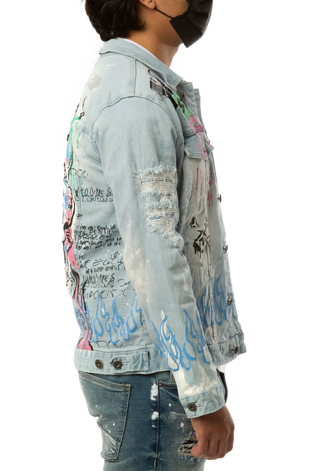 SMOKE RISE Lost Skulls Denim Jacket SJJ21153-SPEC - Shiekh