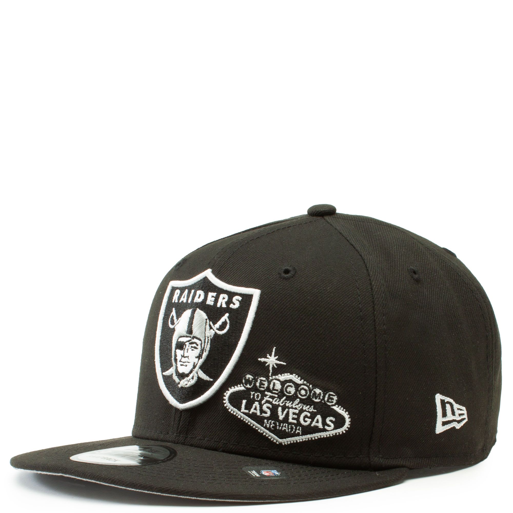 New Era 9Fifty Snapback Cap - Las Vegas Raiders Logo Oversize, 100% Poliestere, Taglia Unica Regolabile, Berretto Ufficiale NFL