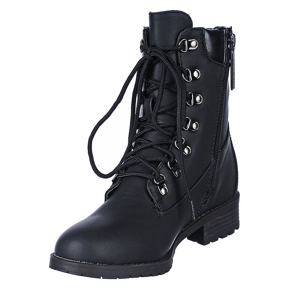 black fashion combat boots