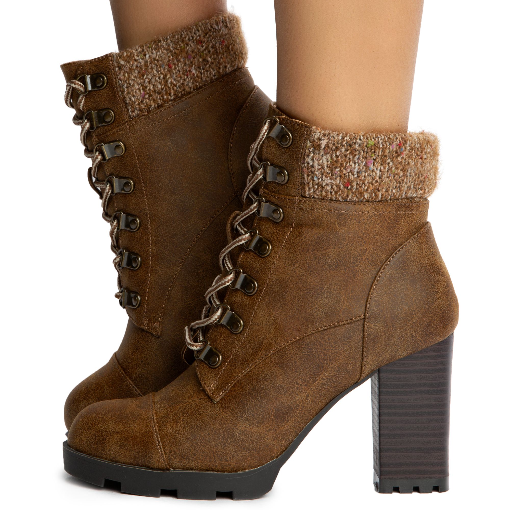 tan booties lace up