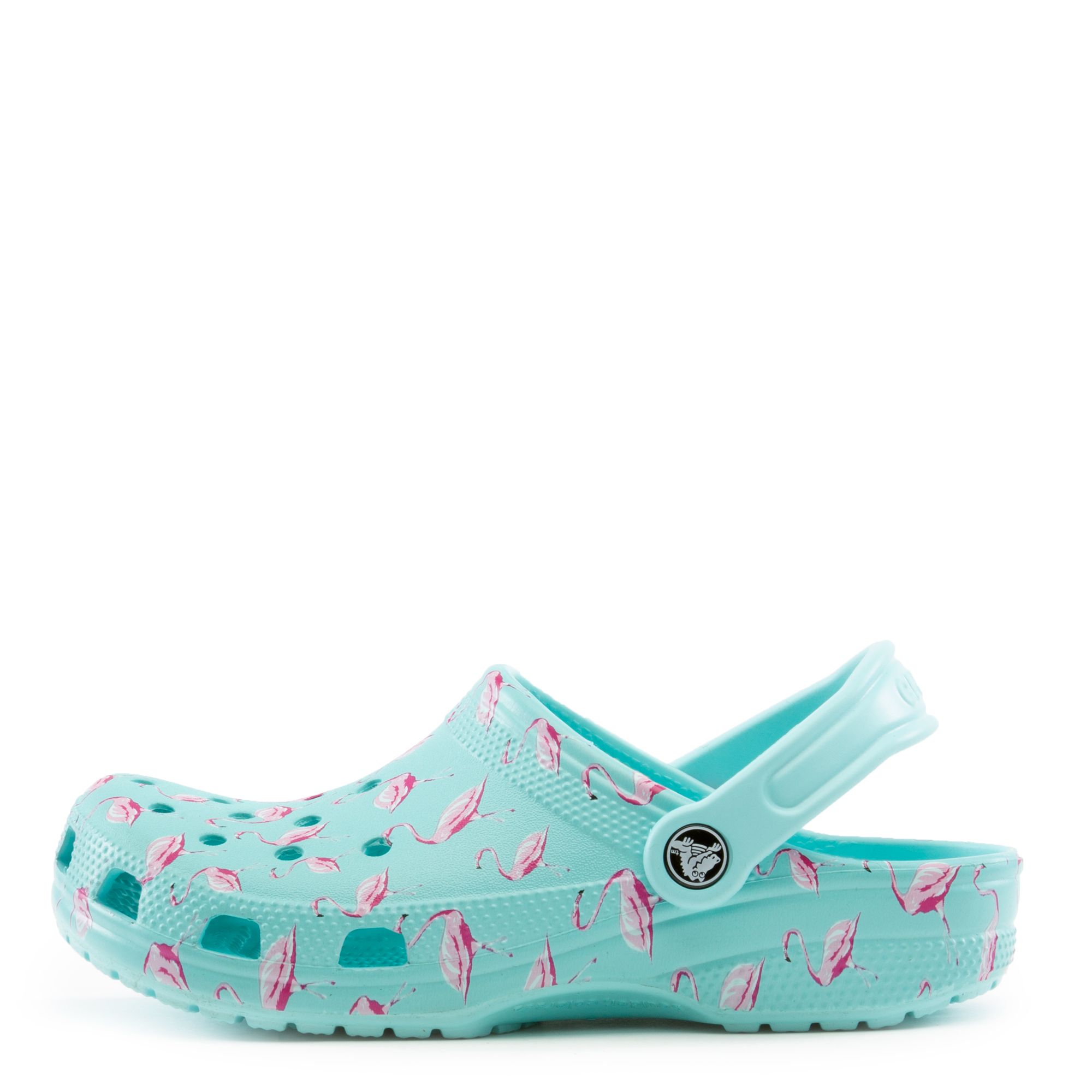 Blue crocs sale with flamingos