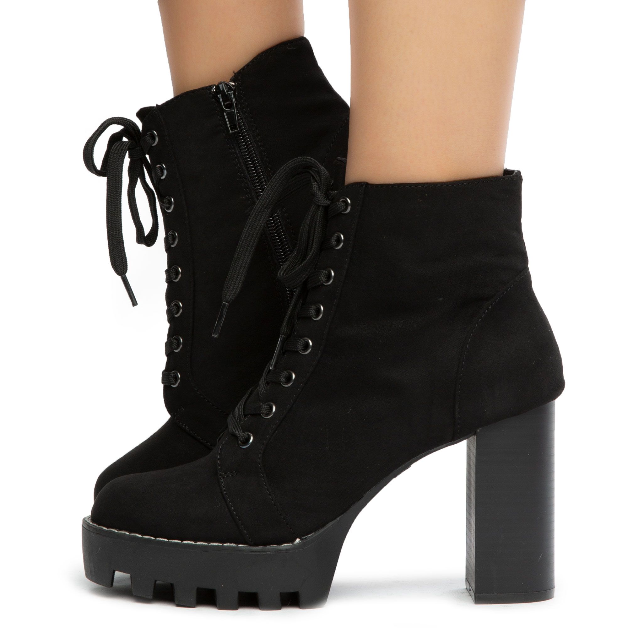 Intensity-04 Lace-Up Chunky Booties