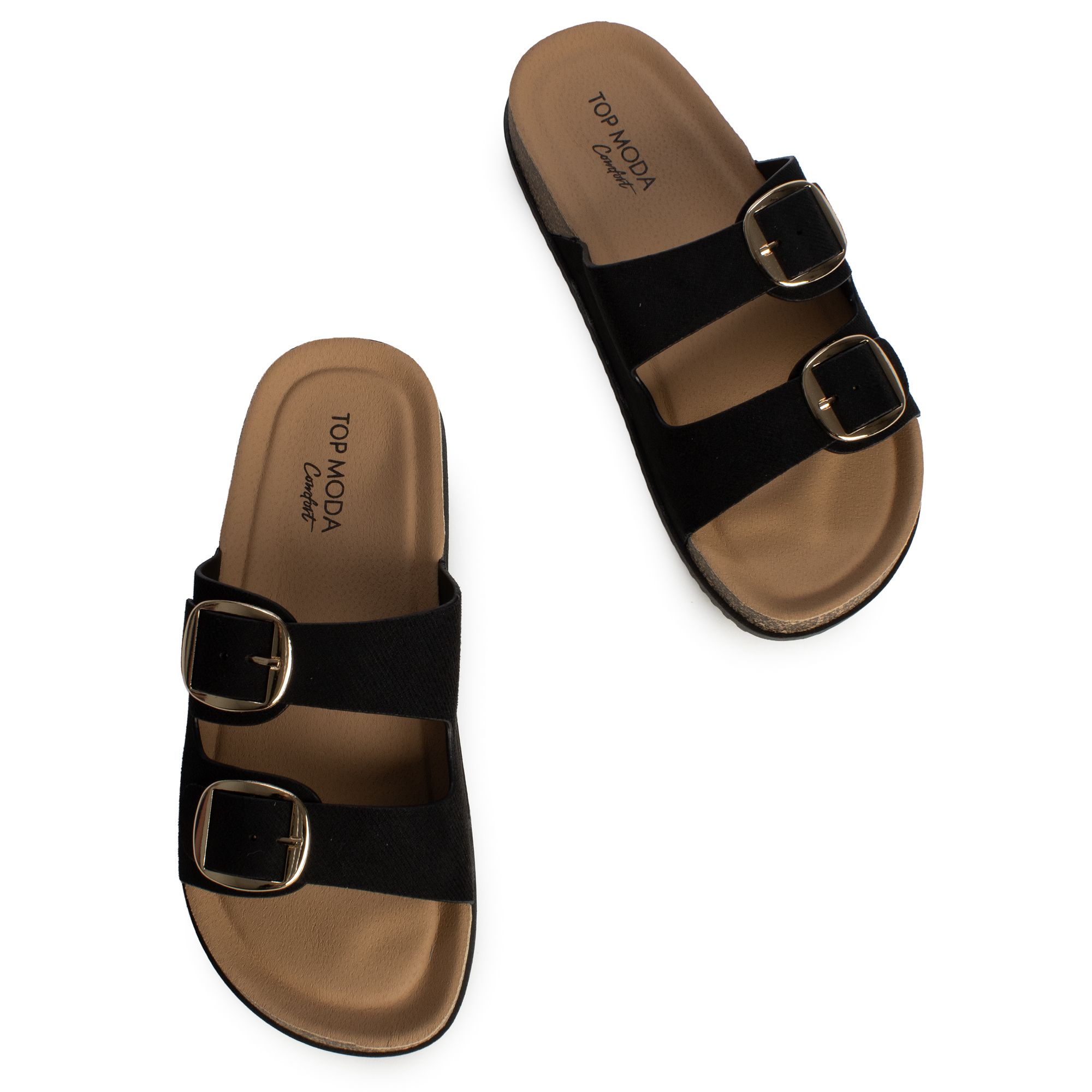 TOP GUY INT'L TRADING Luca-5 Double Strap Sandal LUCA-5-BKDN - Shiekh