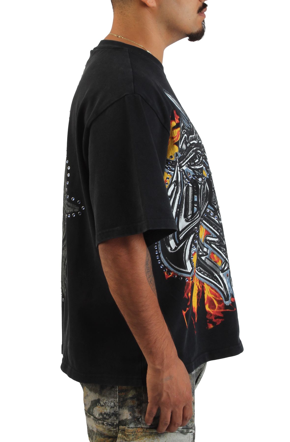 SMOKE RISE Luminous T-Shirt KT25577SK-BLK - Shiekh