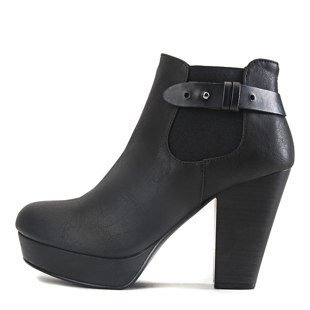 SODA Women's High Heel Ankle Boot Quote-H FD QUOTE-H/BLK RUBPU - Shiekh