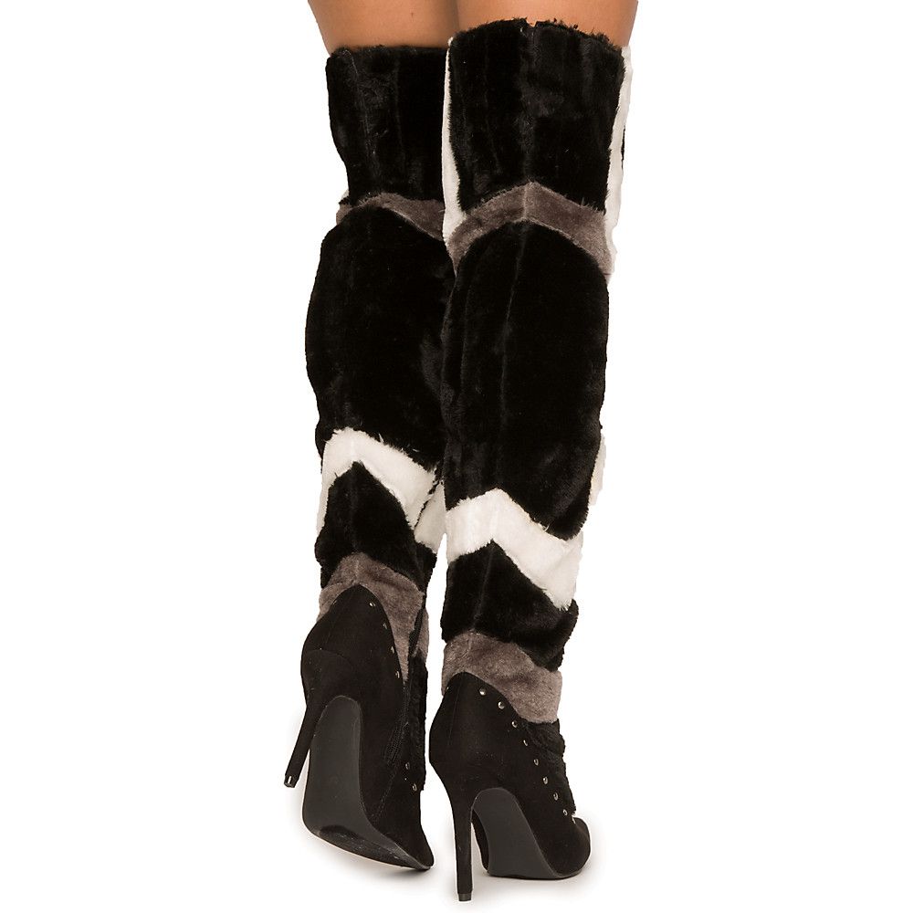 CAPE ROBBIN Women's Tiarra16 Knee High Fur Boot TIARRA16/BLACK Shiekh