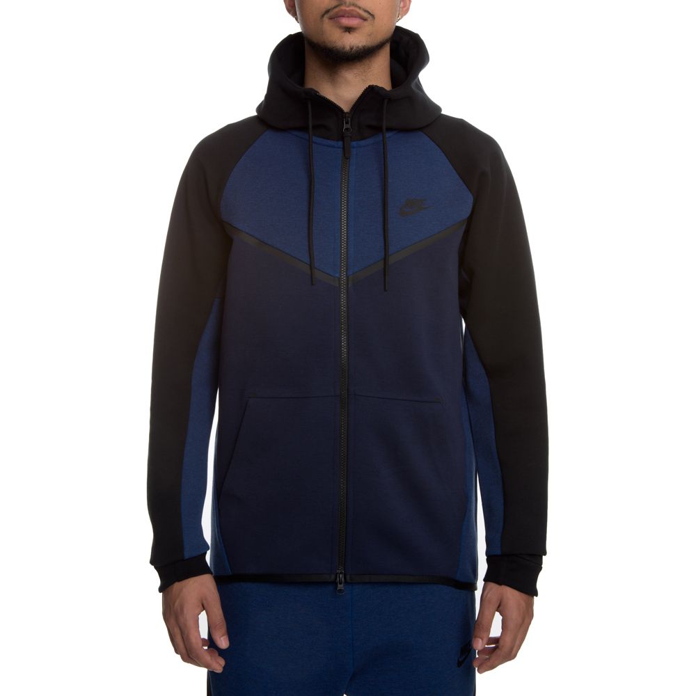 nike tech fleece hoodie black and blue