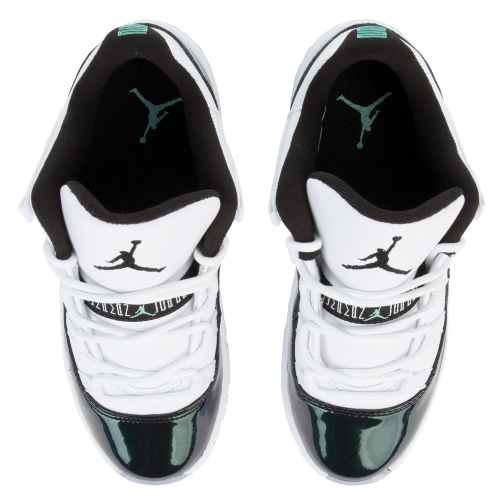 air jordan 11 retro low white black emerald rise