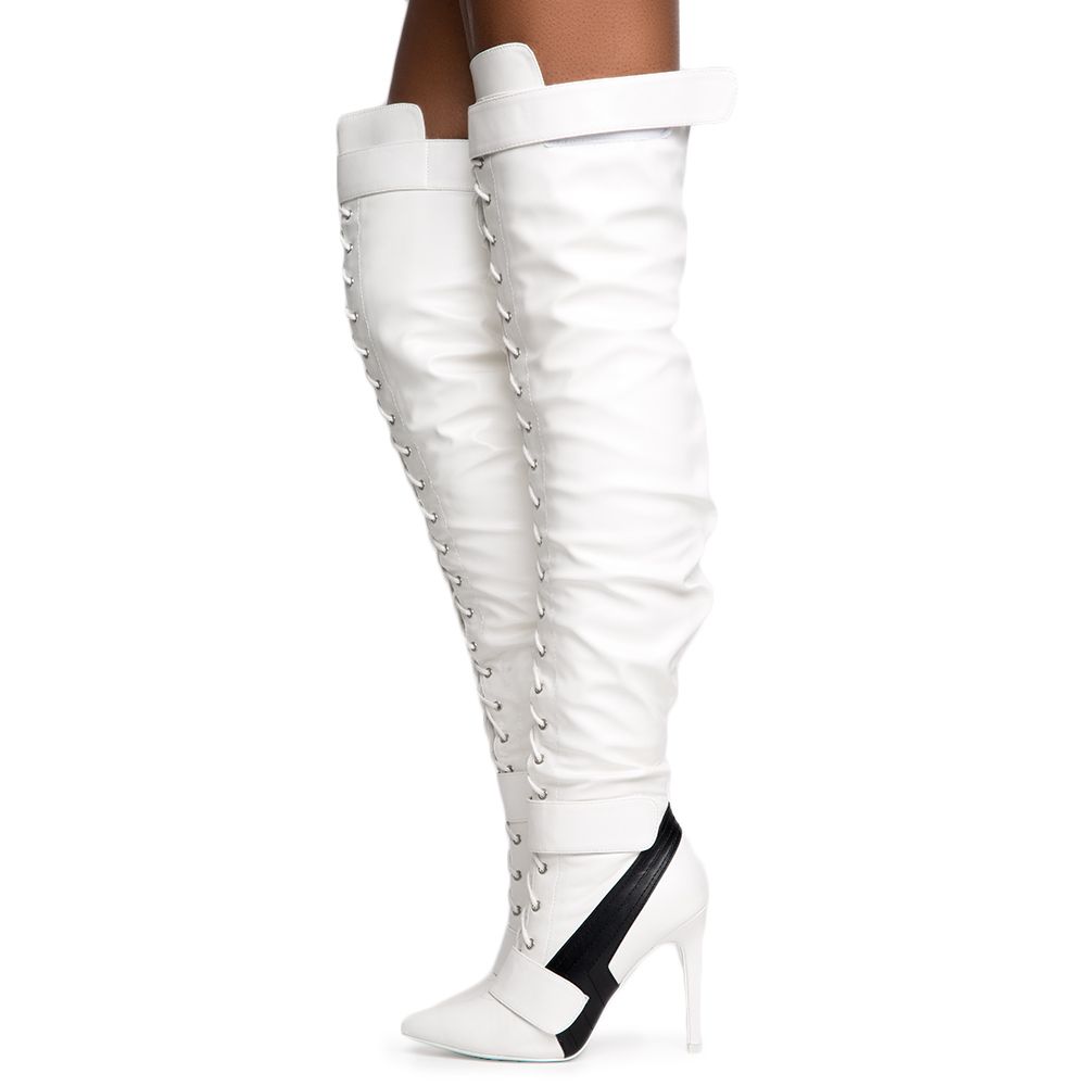 womens white heeled boots