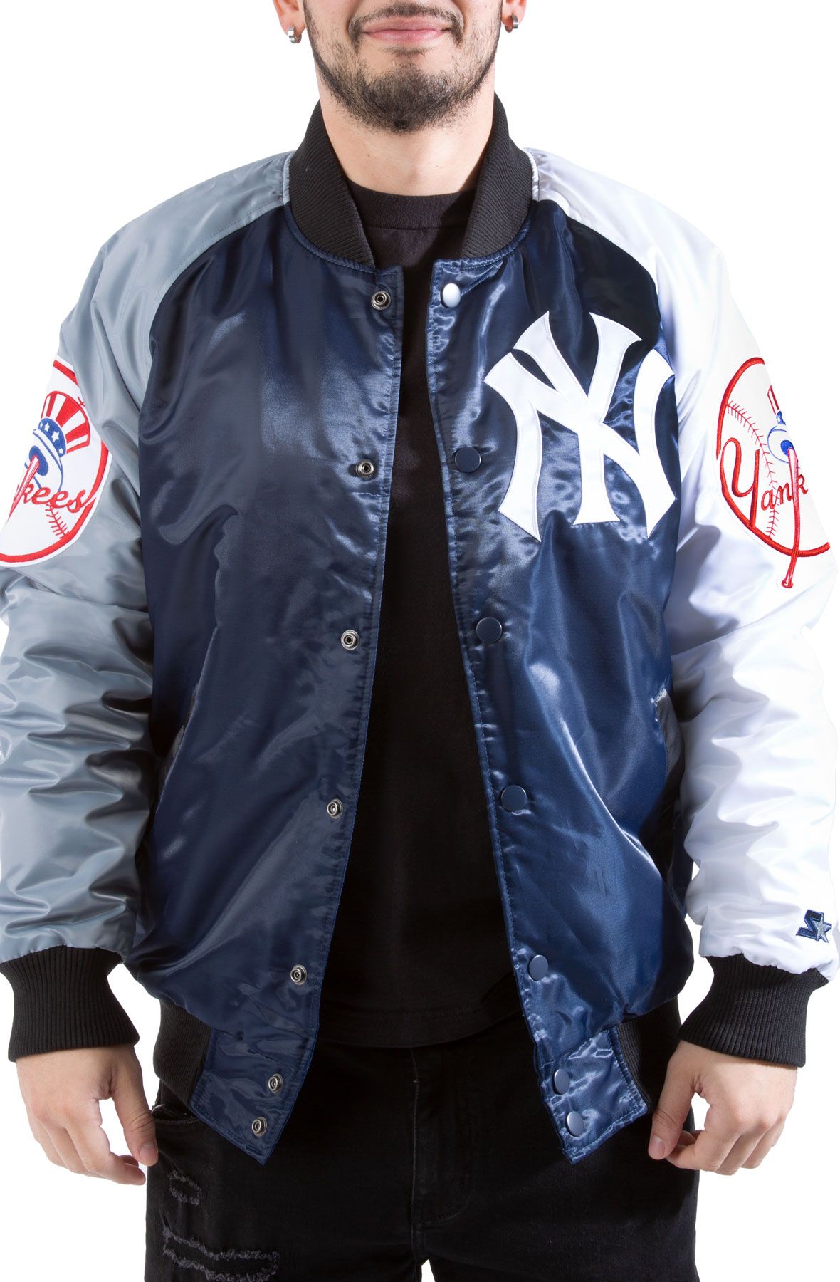 Maker of Jacket Men Jackets New York Navy Blue Yankees Satin