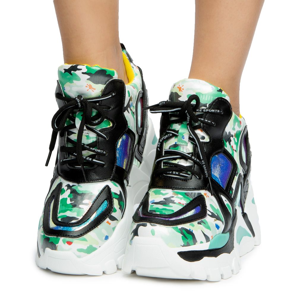 ANTHONY WANG LIME 02 PLATFORM SNEAKERS LIME 02 CAMO Shiekh