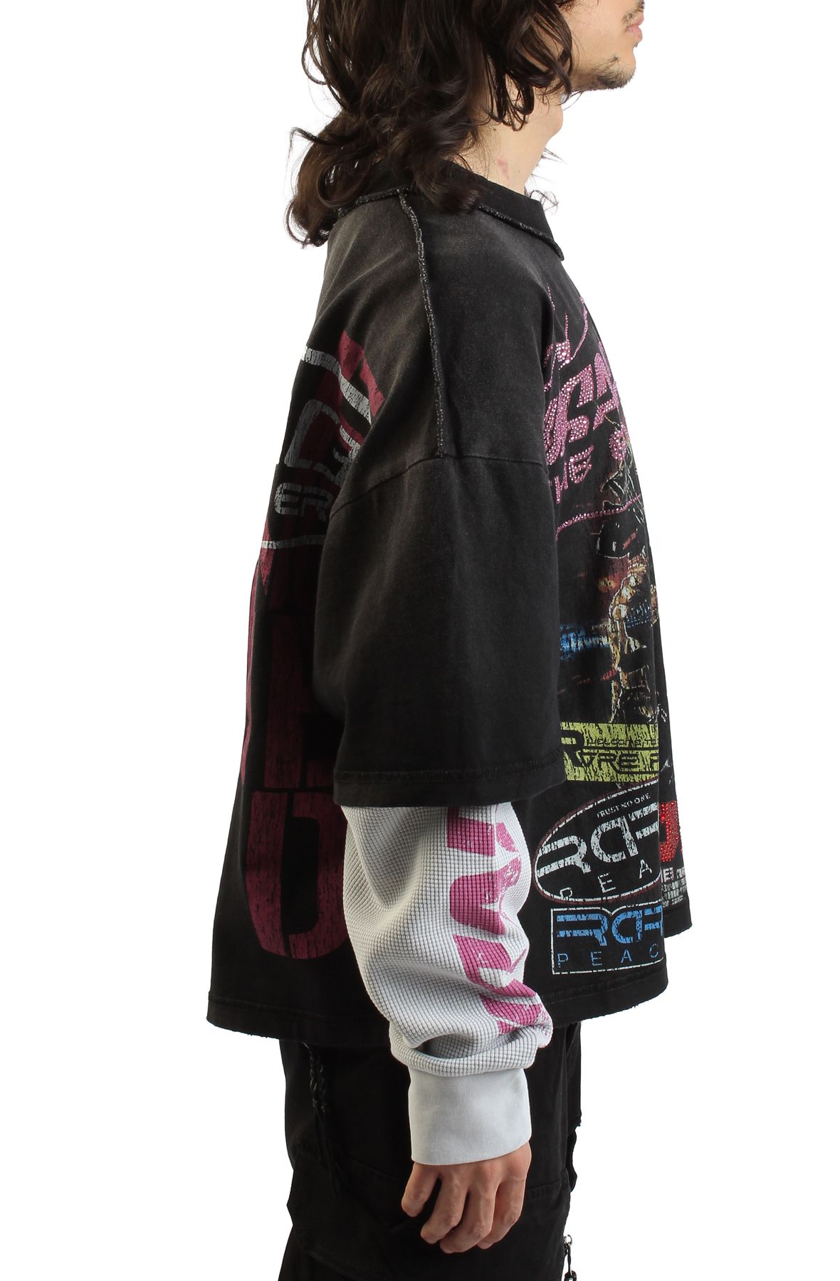 RARE PEACE Cypher Graphic Crop Long Sleeve T-shirt RK5068-BLK - Shiekh