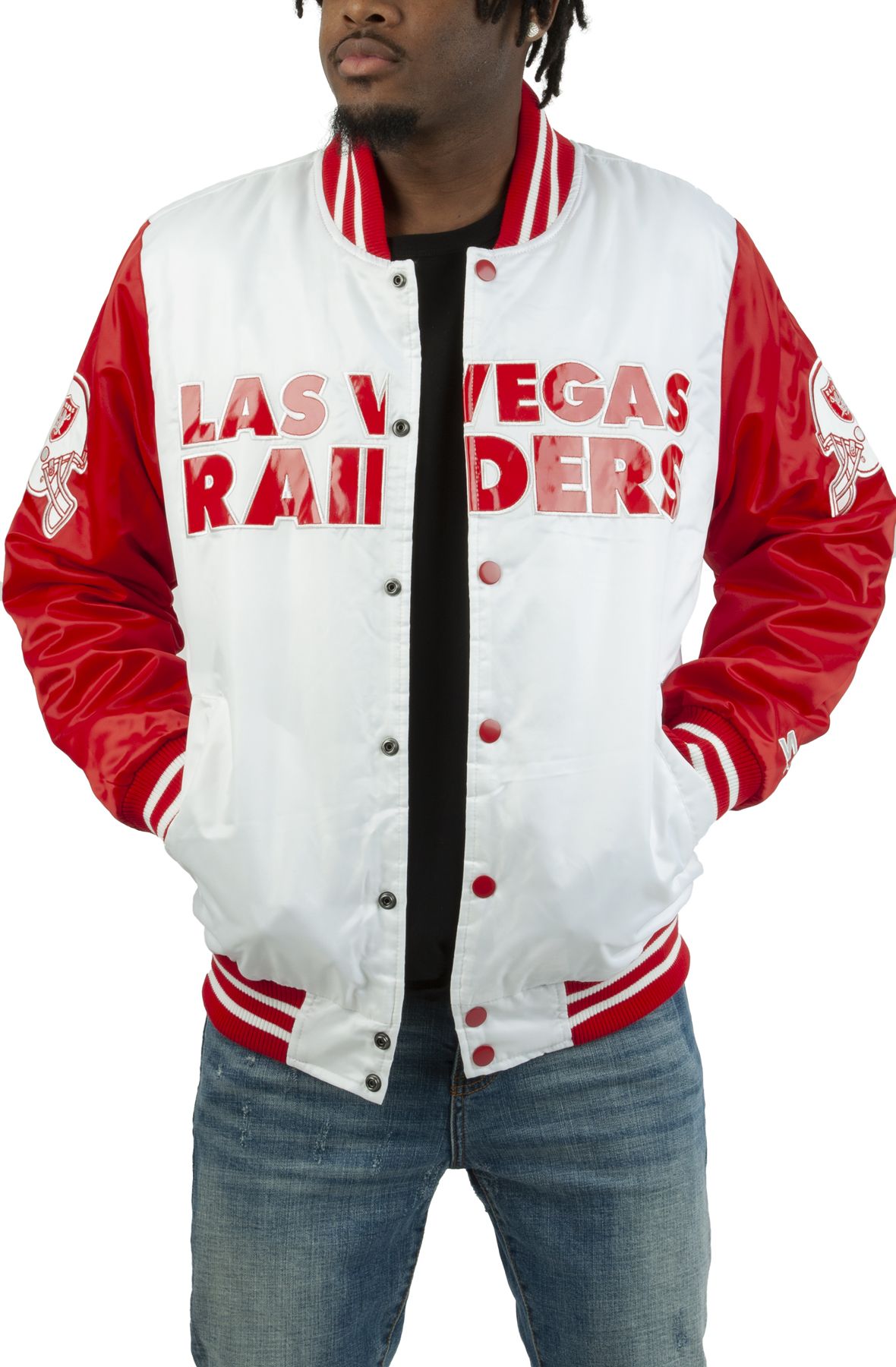 Las Vegas Raiders Letterman White and Black Jacket