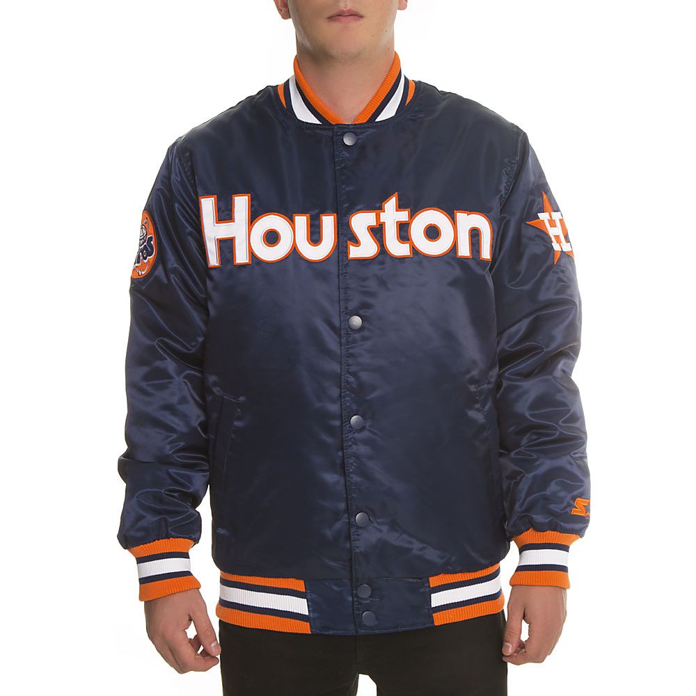 Houston Astros White and Orange Bomber Starter Jacket