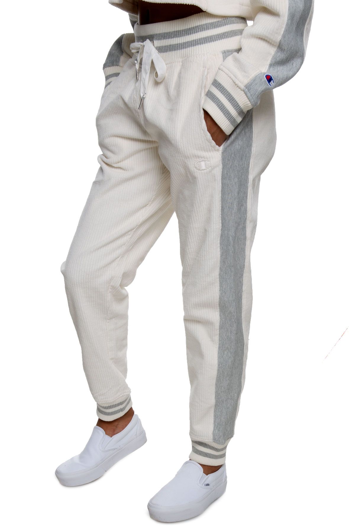 all white joggers