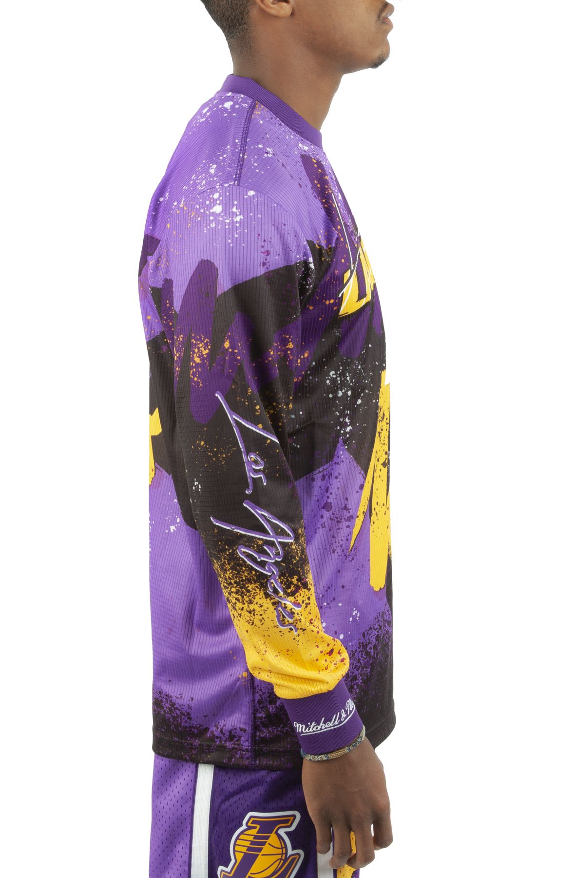 Mitchell and Ness Los Angeles Lakers Purple Hyper on sale Hoops Moto Long Sleeve XL