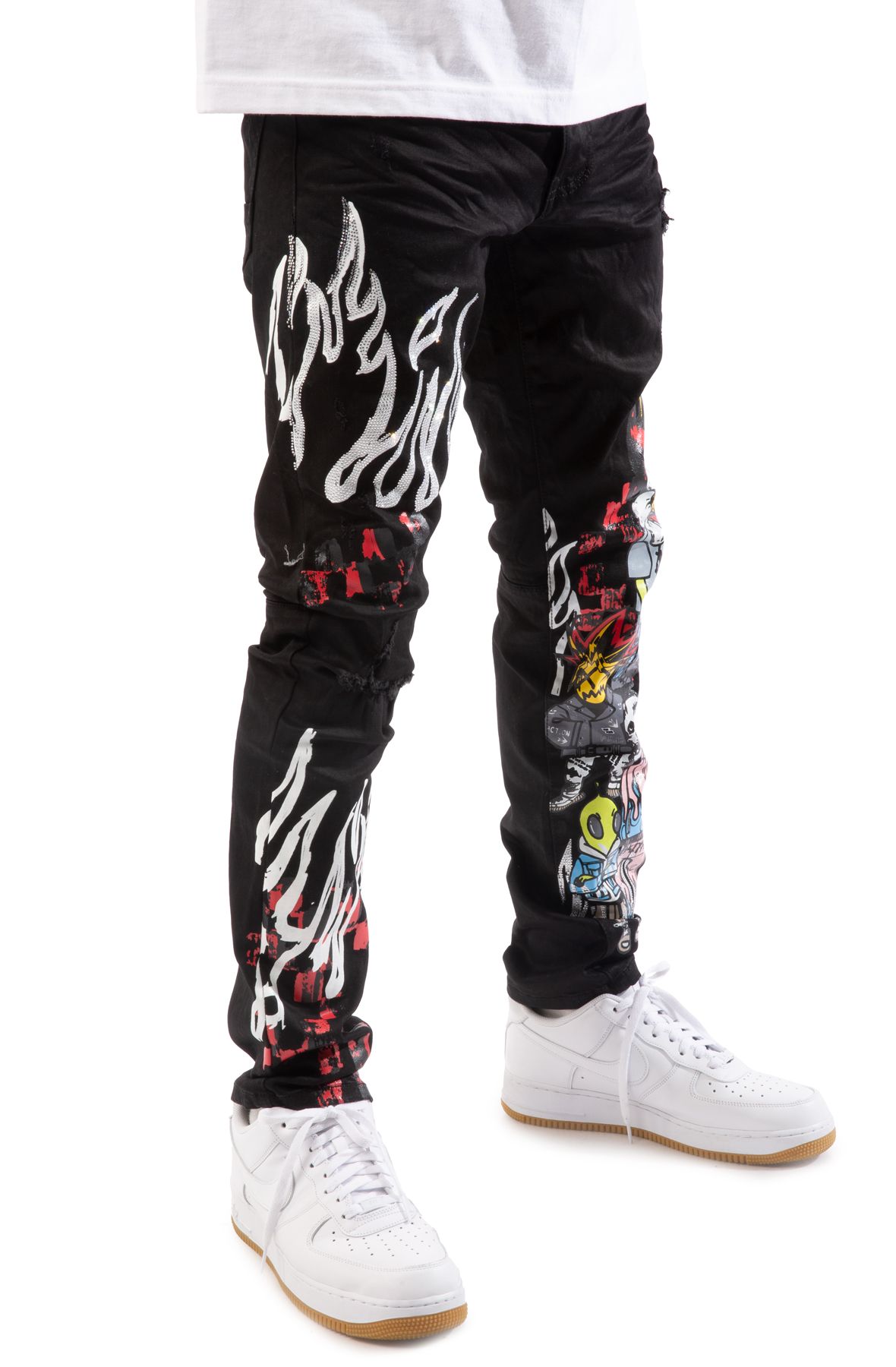 SMOKE RISE Skribbler Graffiti Jeans JP21505-JTBLK - Shiekh