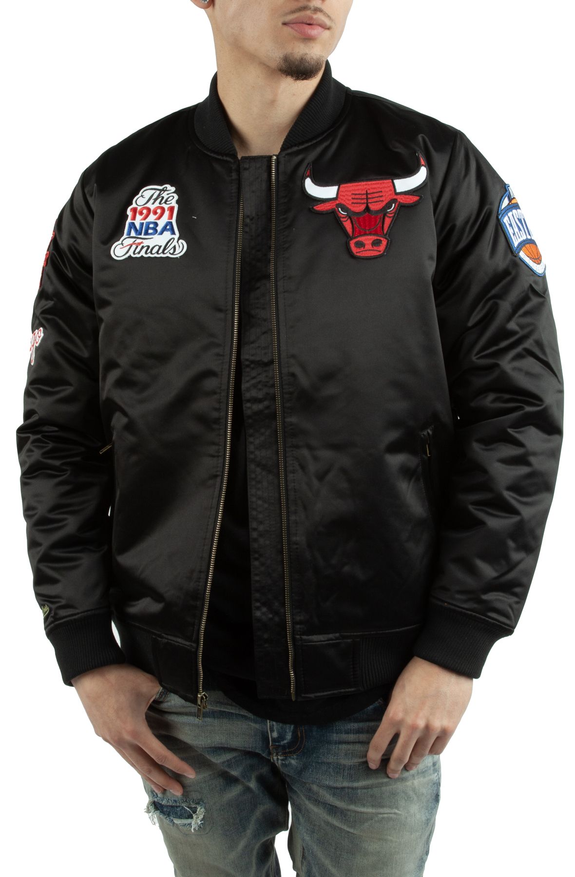 Chicago Bulls Full Leather Jacket - Black/Black Small