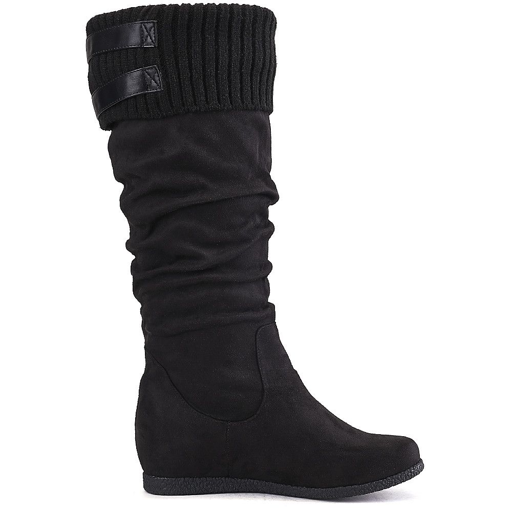 flat mid calf leather boots