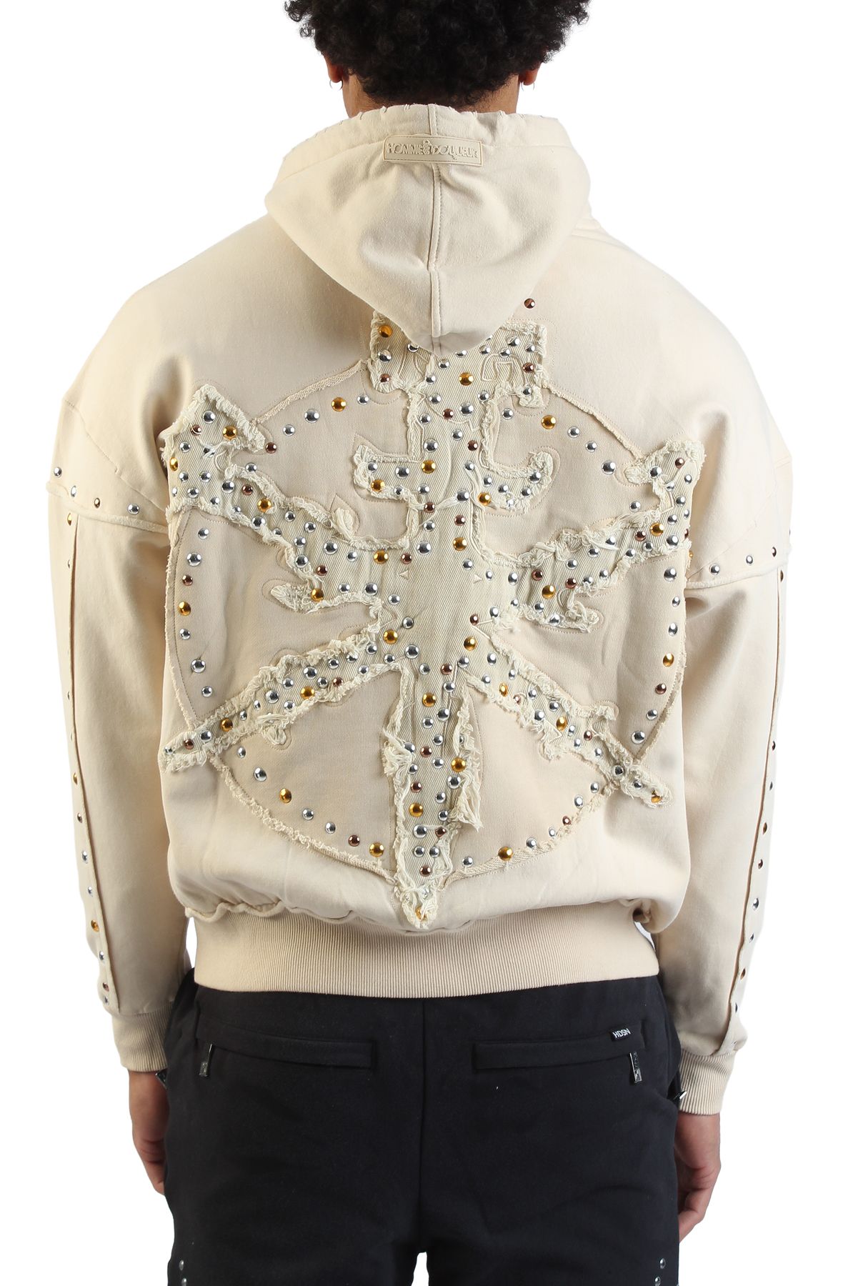 HUDSON Studded Metal Oversized Hoodie 585-SAIL - Shiekh