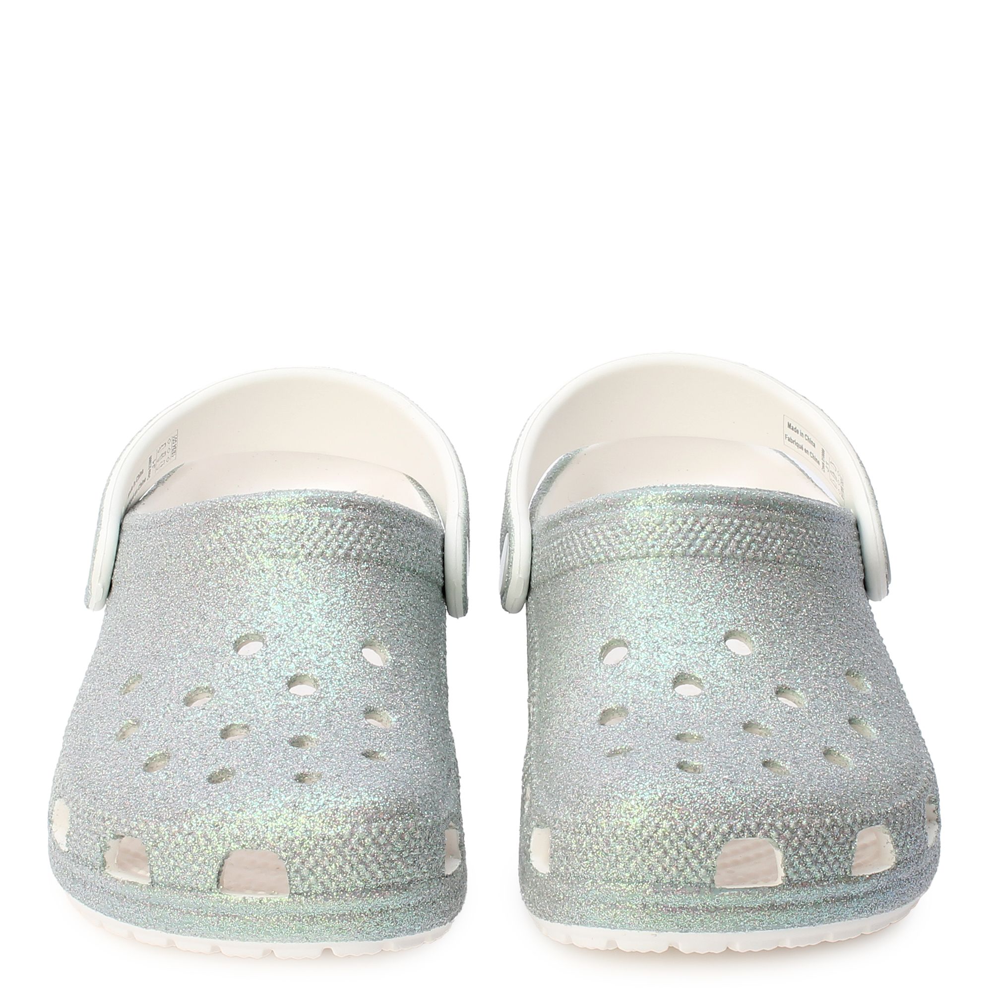 Crocs Unisex Classic‎ Silver Glitter Sparkle Iridescent Size M5 W7 EUC Crocs Classic Iridescent Glitter Clog Silver Men Unisex  main image 3