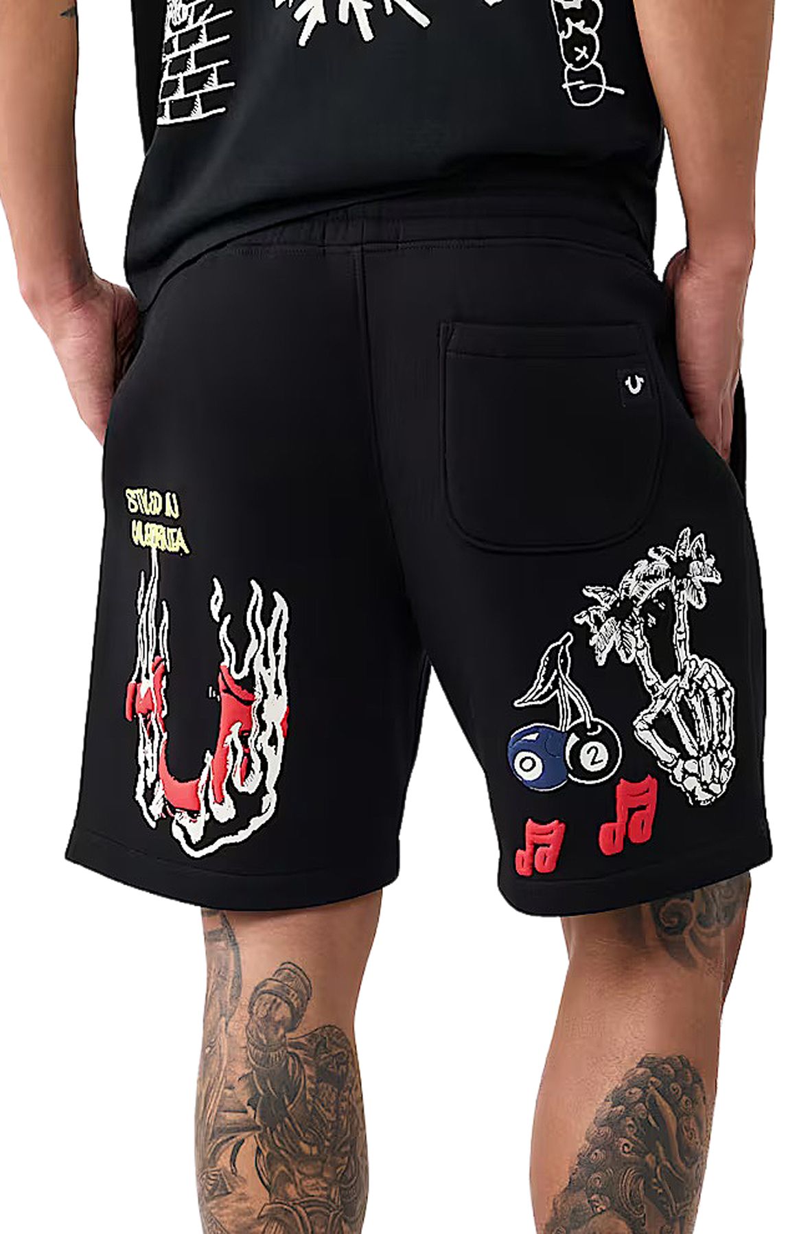 TRUE RELIGION Sketched Logo Fleece Short 110333-1001 - Shiekh
