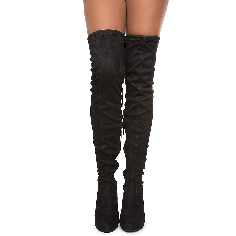 SHIEKH Eve-01 Over The Knee Boot EVE-01 TH/BLACK SUEDE - Shiekh