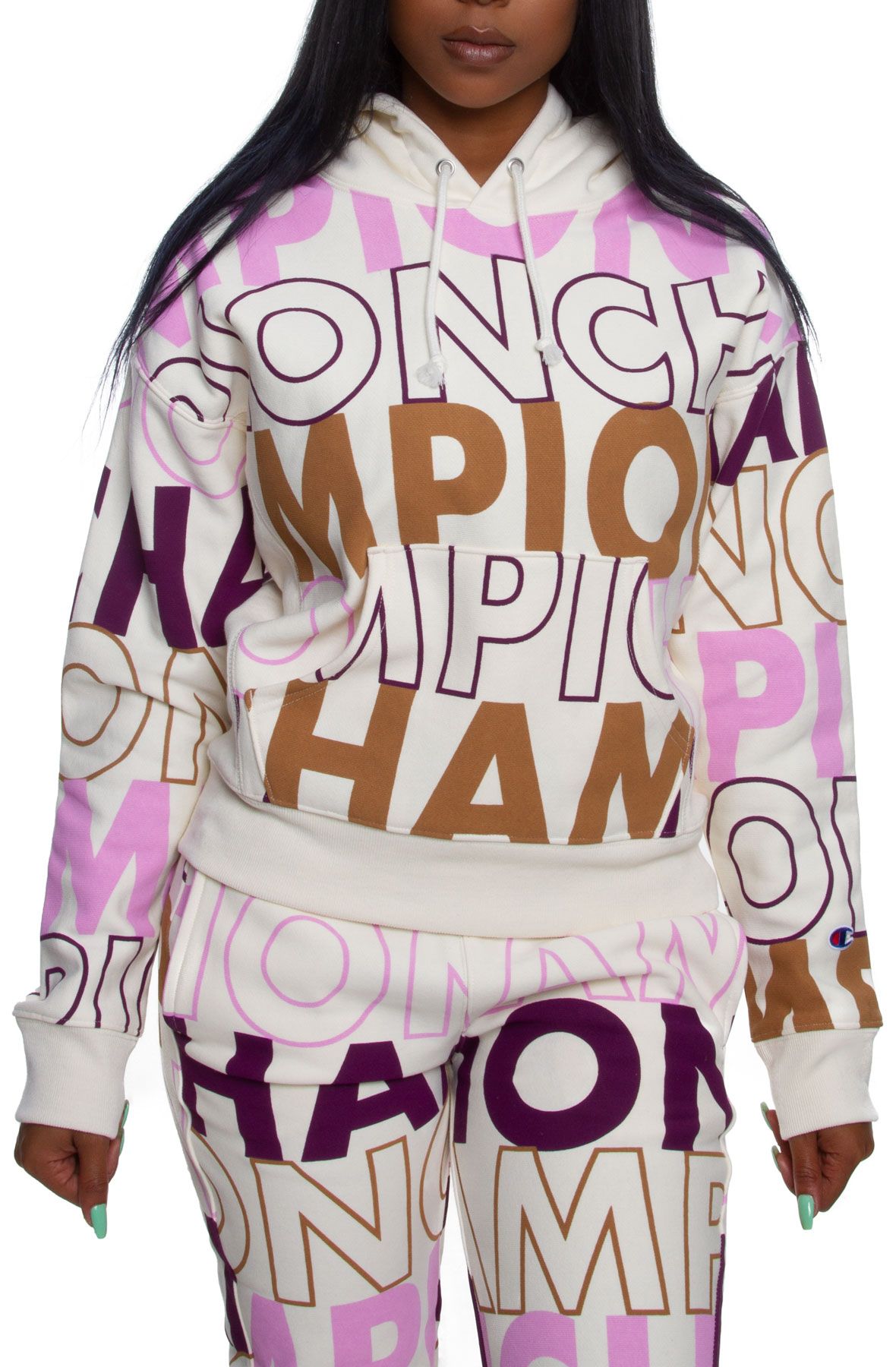 chalk pink champion hoodie