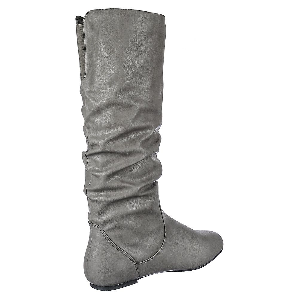 Grey mid sale calf flat boots