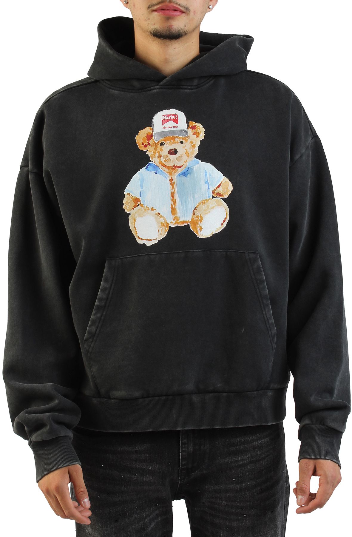 MARKET Watercolor Teddy Bear Hoodie MKT26Q2-HD0613BLK - Shiekh