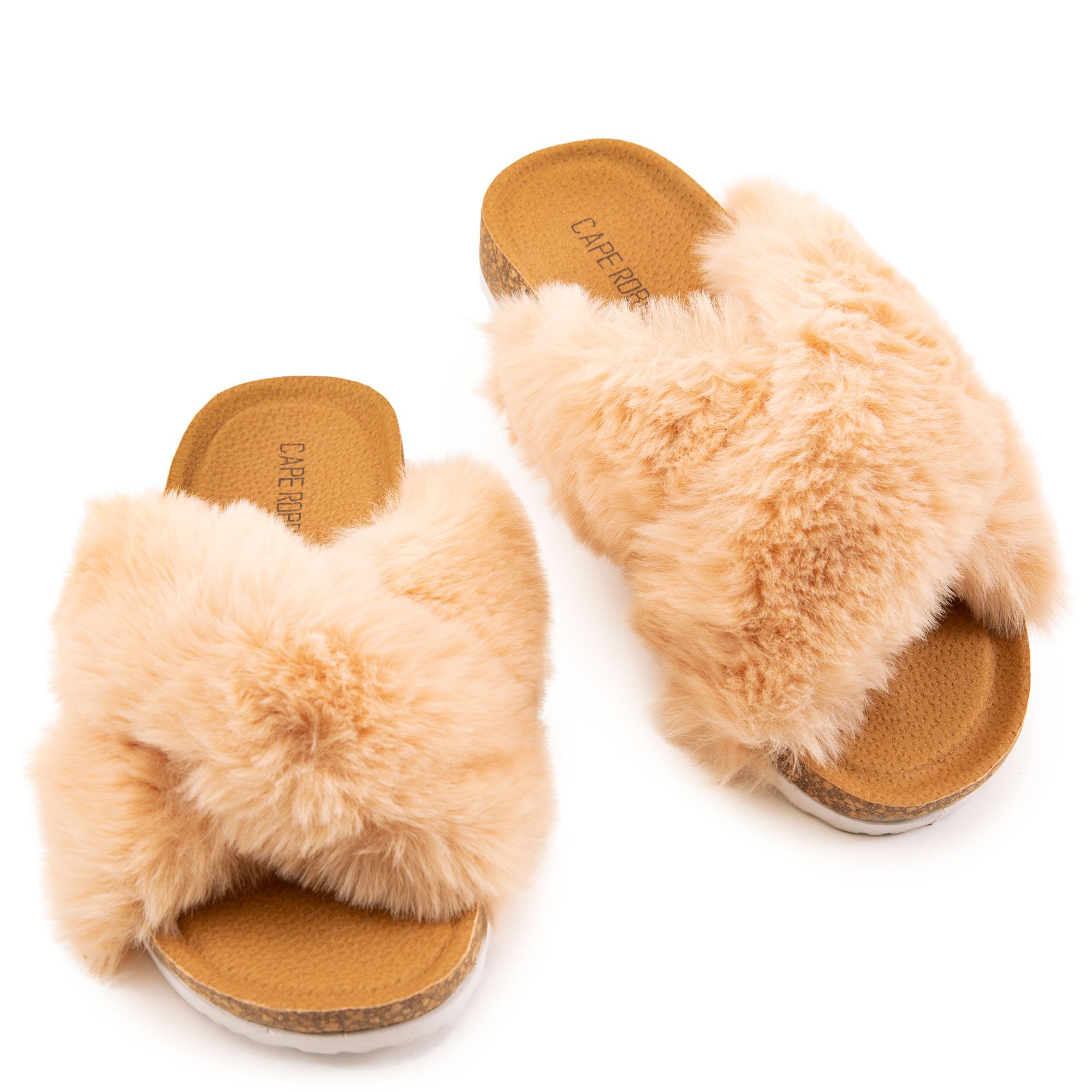 Crossed faux hot sale fur slide