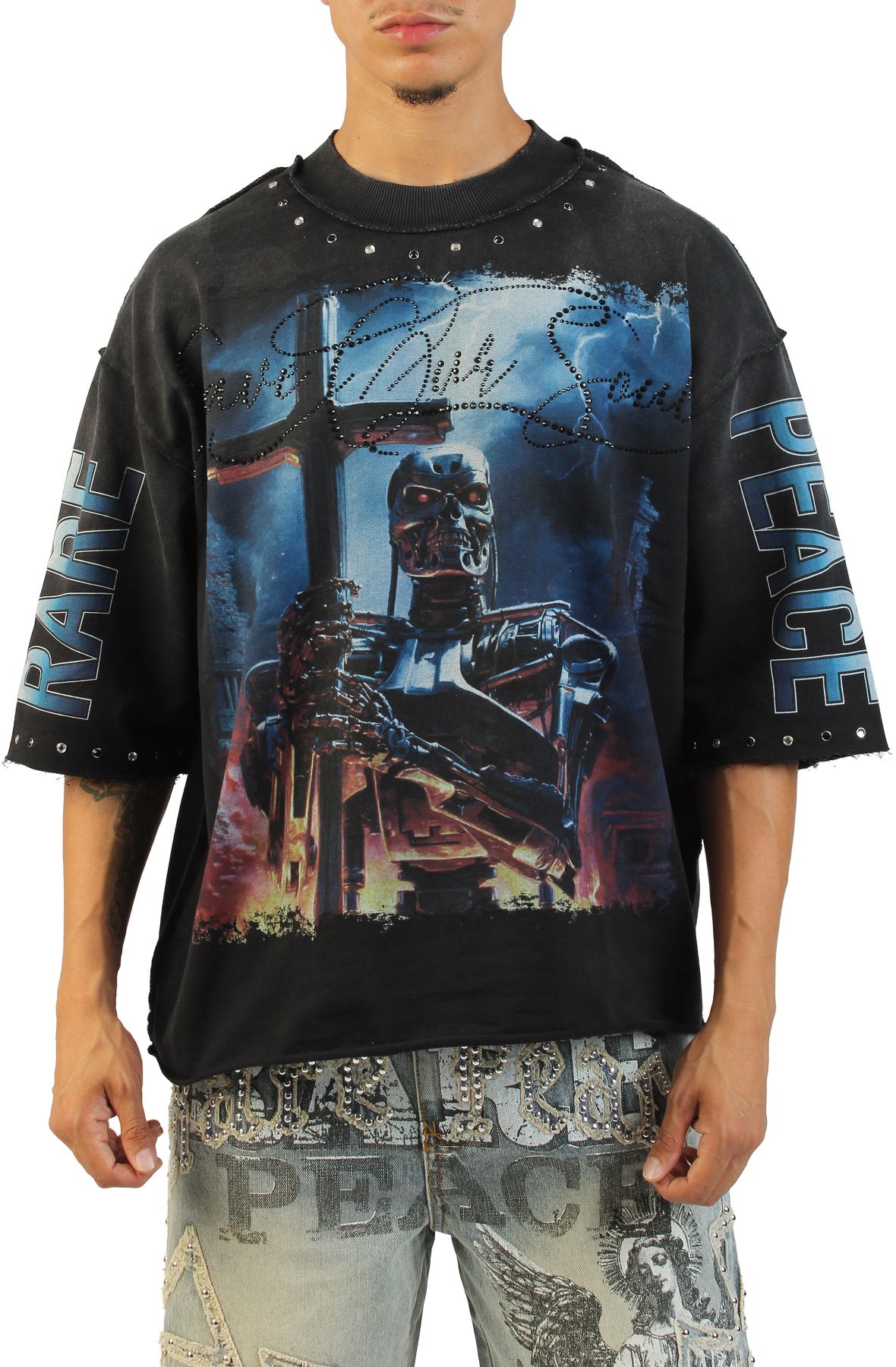RARE PEACE Cut The Chaos T-Shirt RT6046-BLK - Shiekh