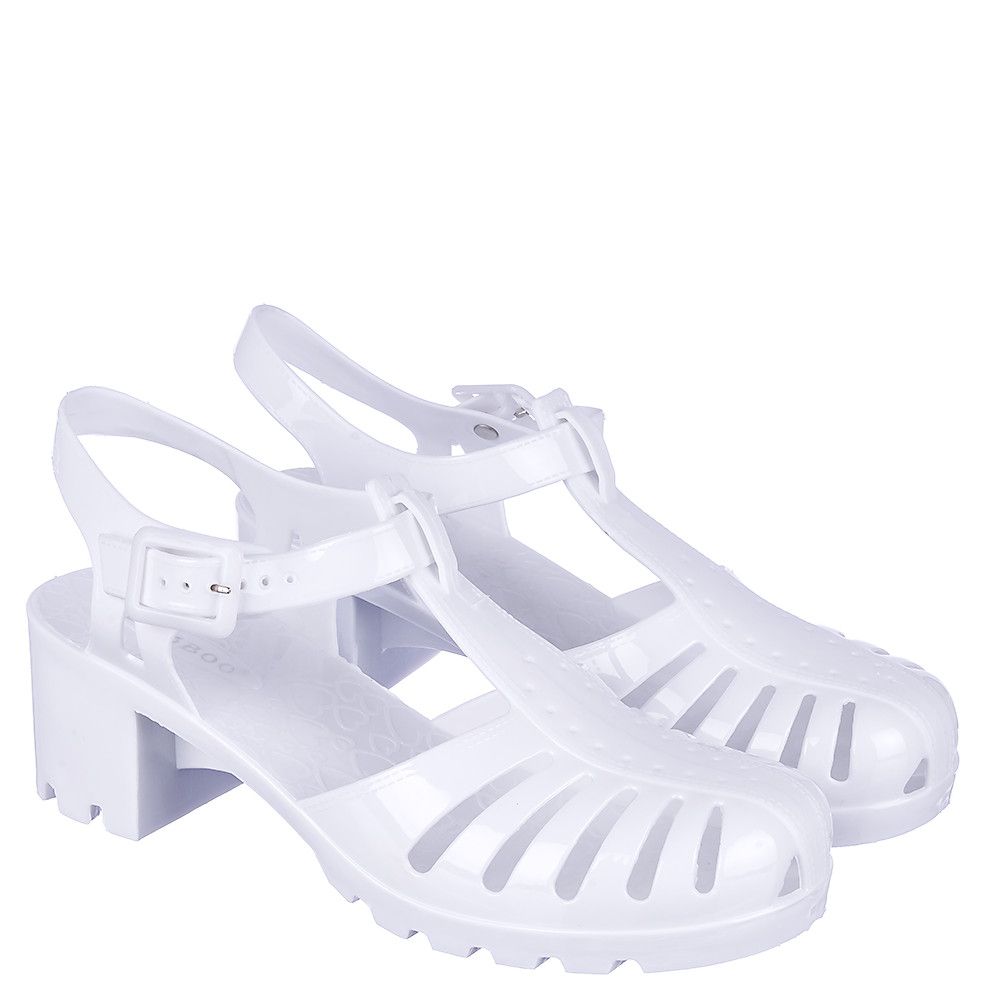 white jelly sandals womens