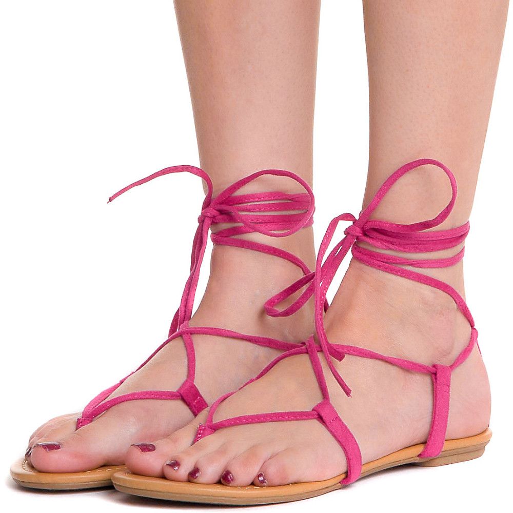 fuchsia strappy sandals