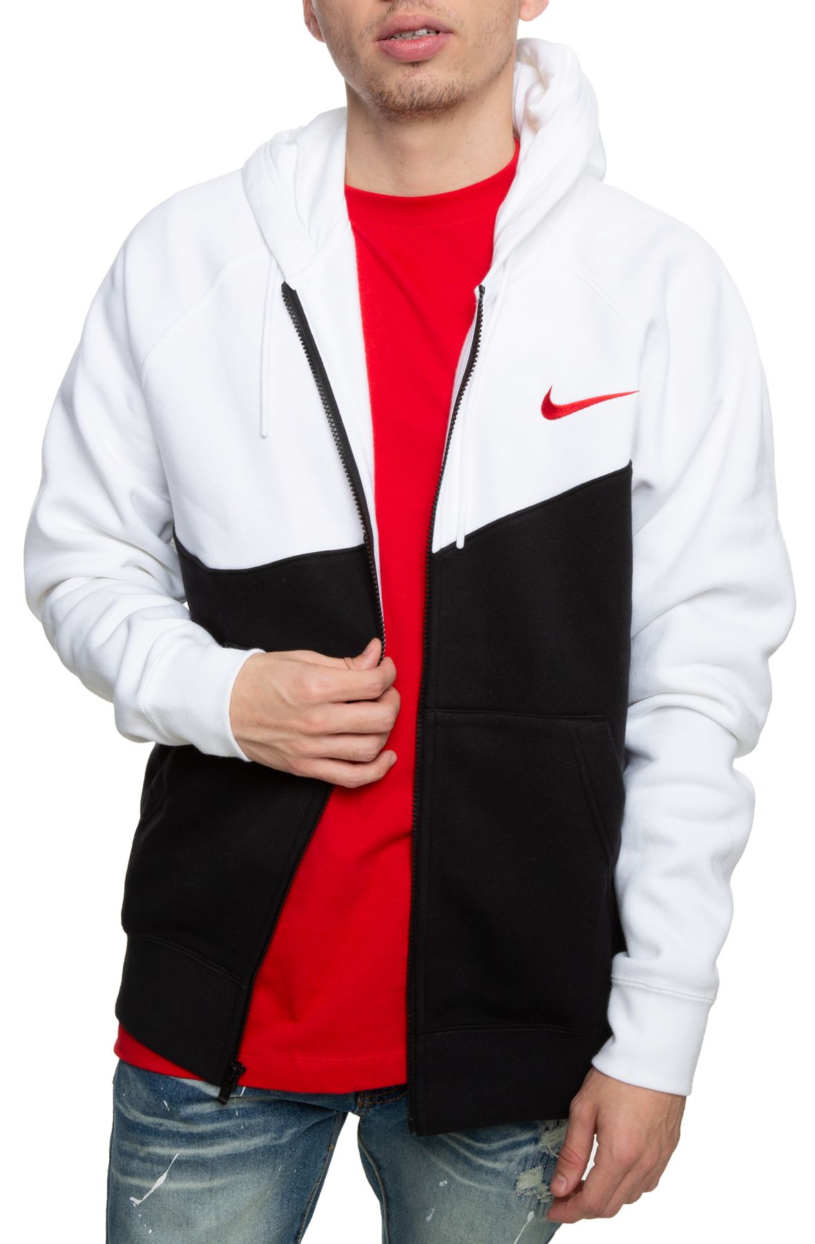 nike sportswear swoosh hoodie red