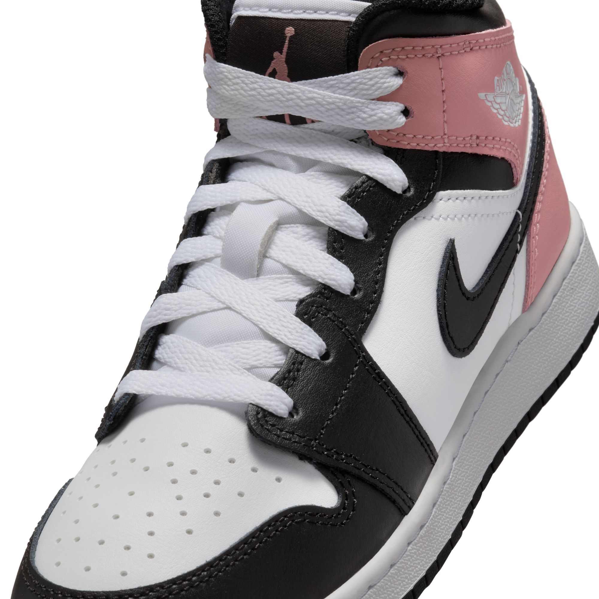 Nike Air Jordan 1 Mid Pink Black White Athletic Shoesoo Jordan Air Jordan 1 Mid Grade School Lifestyle Shoes Pink  main image 2