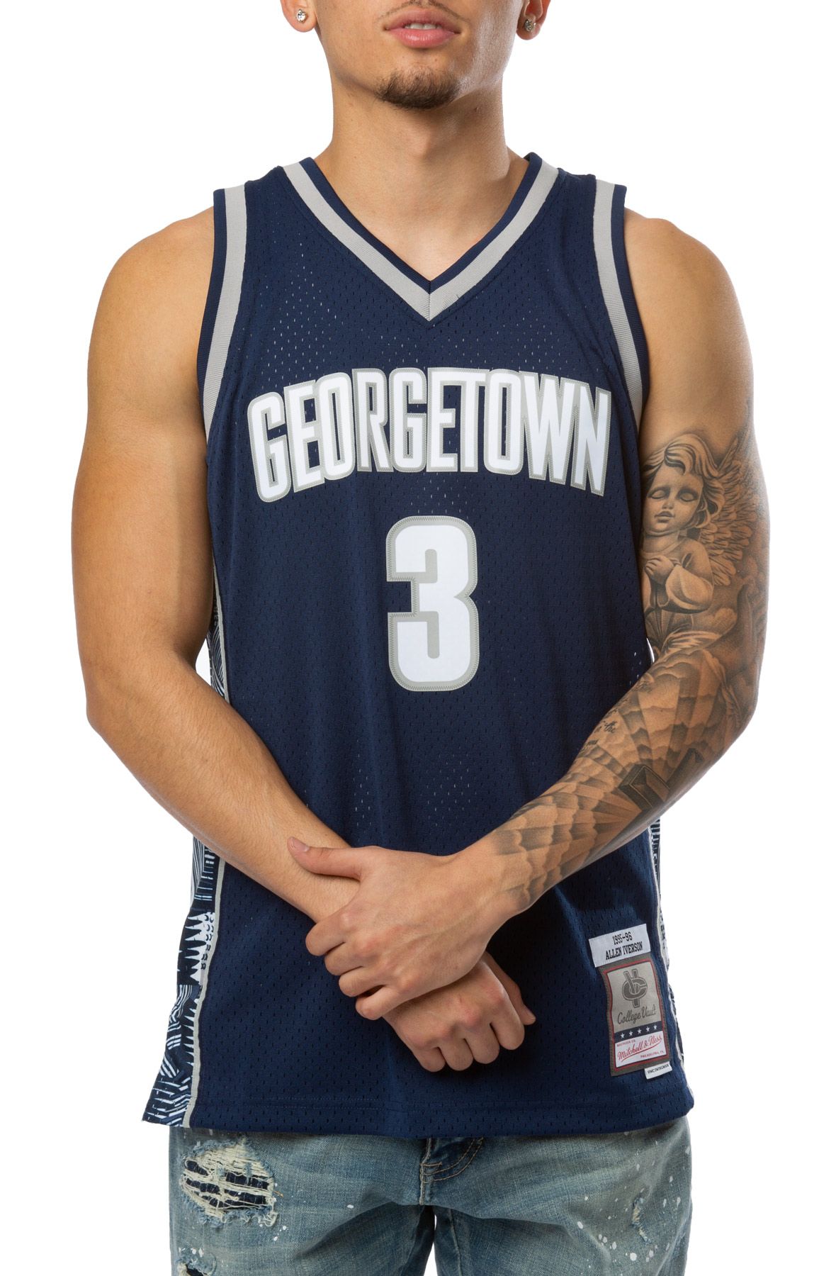MITCHELL AND NESS GEORGETOWN 1995 ALLEN IVERSON JERSEY  SMJY4845-GTW95AIVGYNY - Shiekh