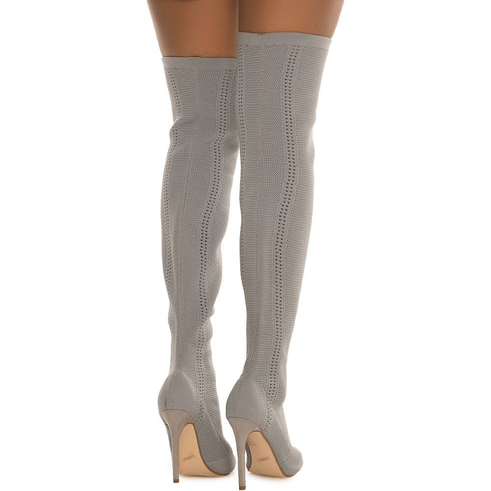 Cape Robbin Elnora-27 Thigh High Boots - Open Toe Knit Stretch Pull On Boots, Black - View #2
