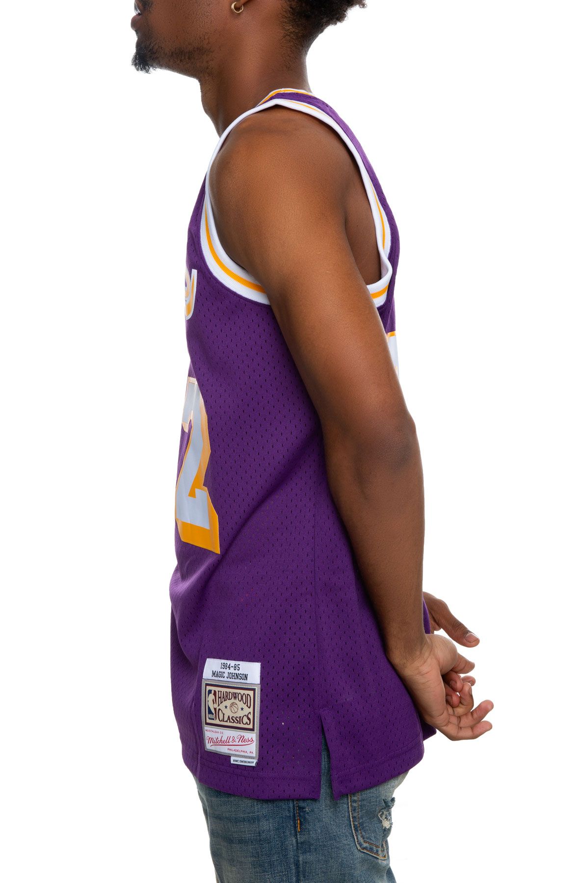 Magic Johnson Signed Lakers Purple Mitchell & Ness HWC Swingman  Jsy-BeckettWHolo