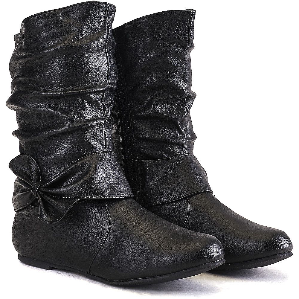 mid calf black boots no heel