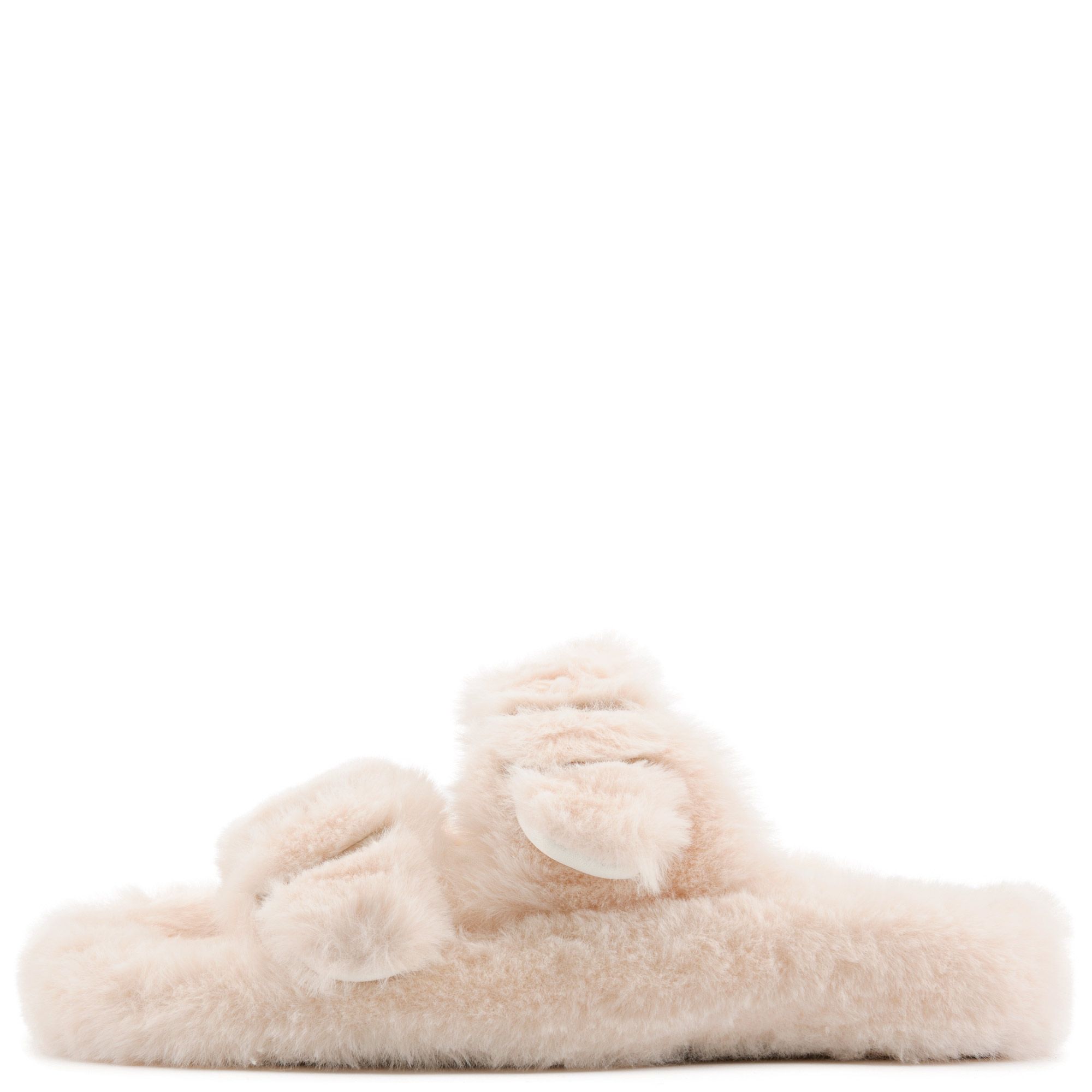 LILIANA Dearly-3 2 Strap Fur Sandals DEARLY-3-CRM - Shiekh