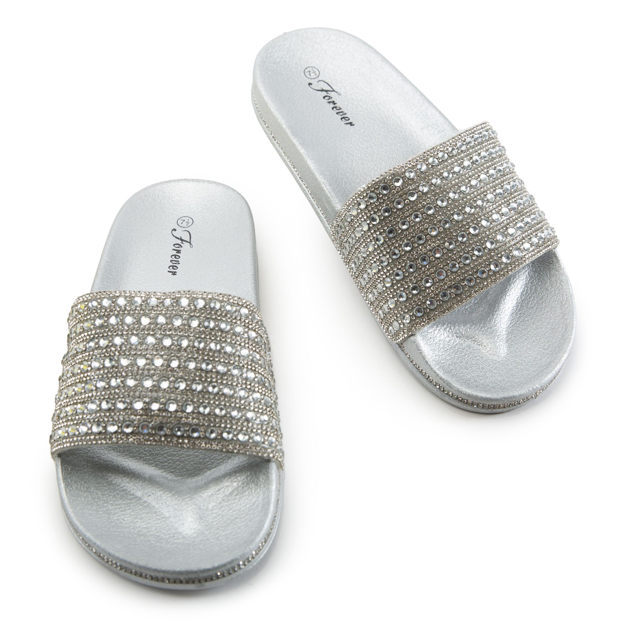 FOREVER LINK INTERNATIONAL Monah-9 Rhinestone Slides MONAH-9-SLV - Shiekh