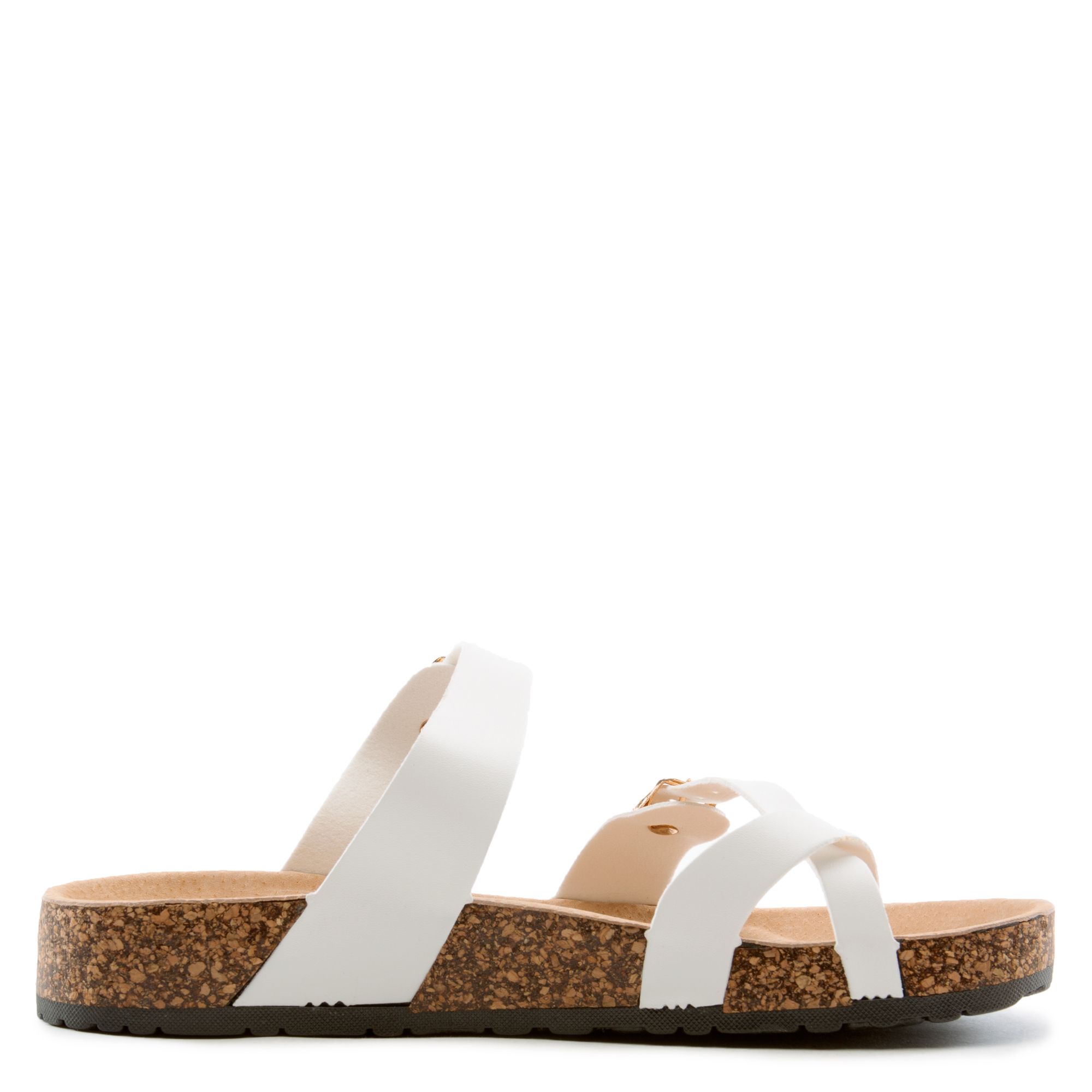 H2K TRADING Elena 2 Buckle Strap Sandals ELENA-WHT - Shiekh