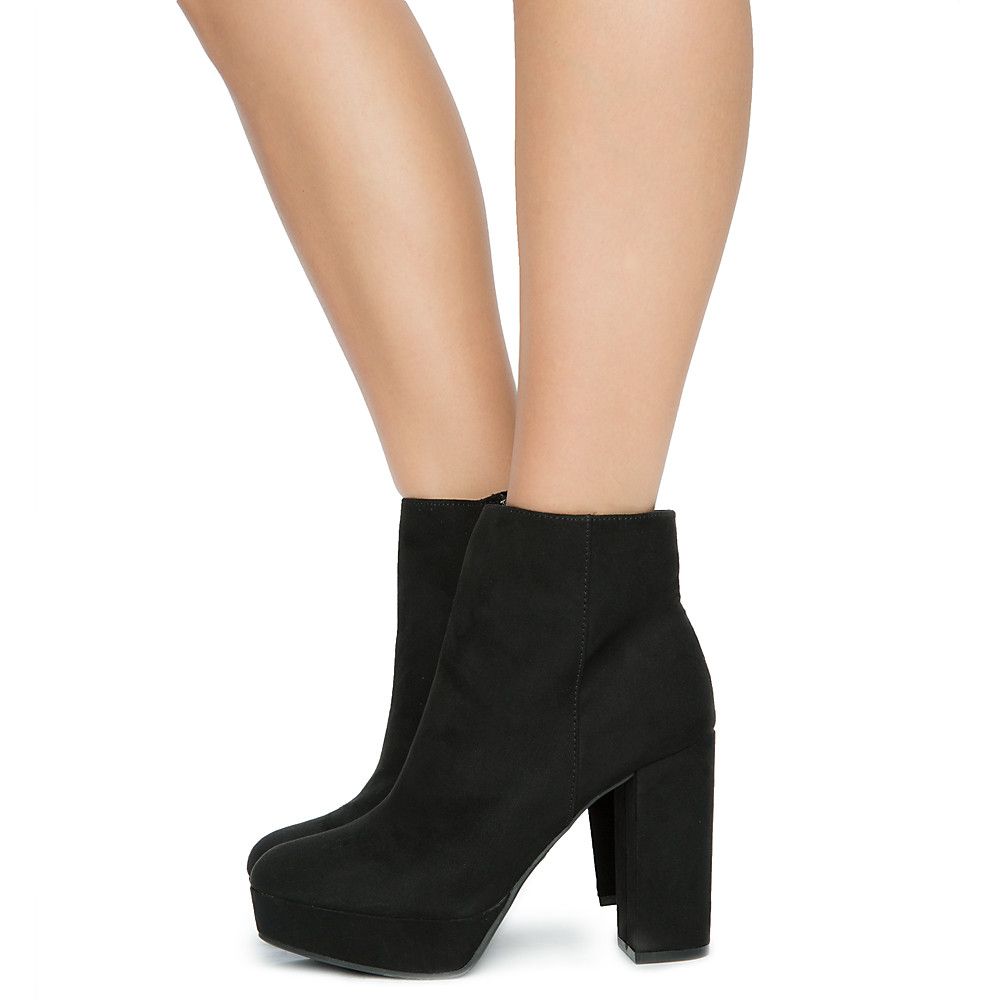 Bamboo black ankle boots best sale