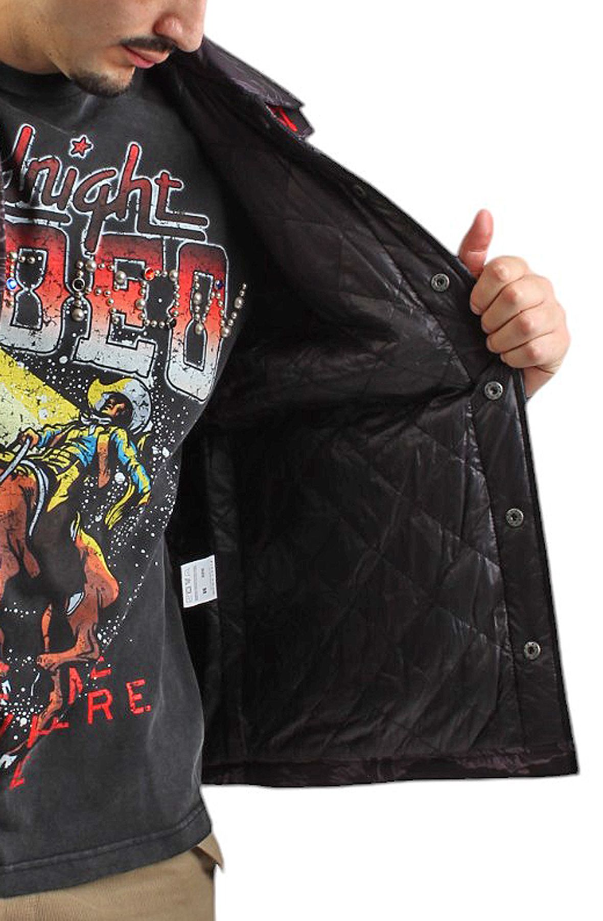 FIRST ROW Nylon Embroidered Jacket FRJ2068-BLK - Shiekh