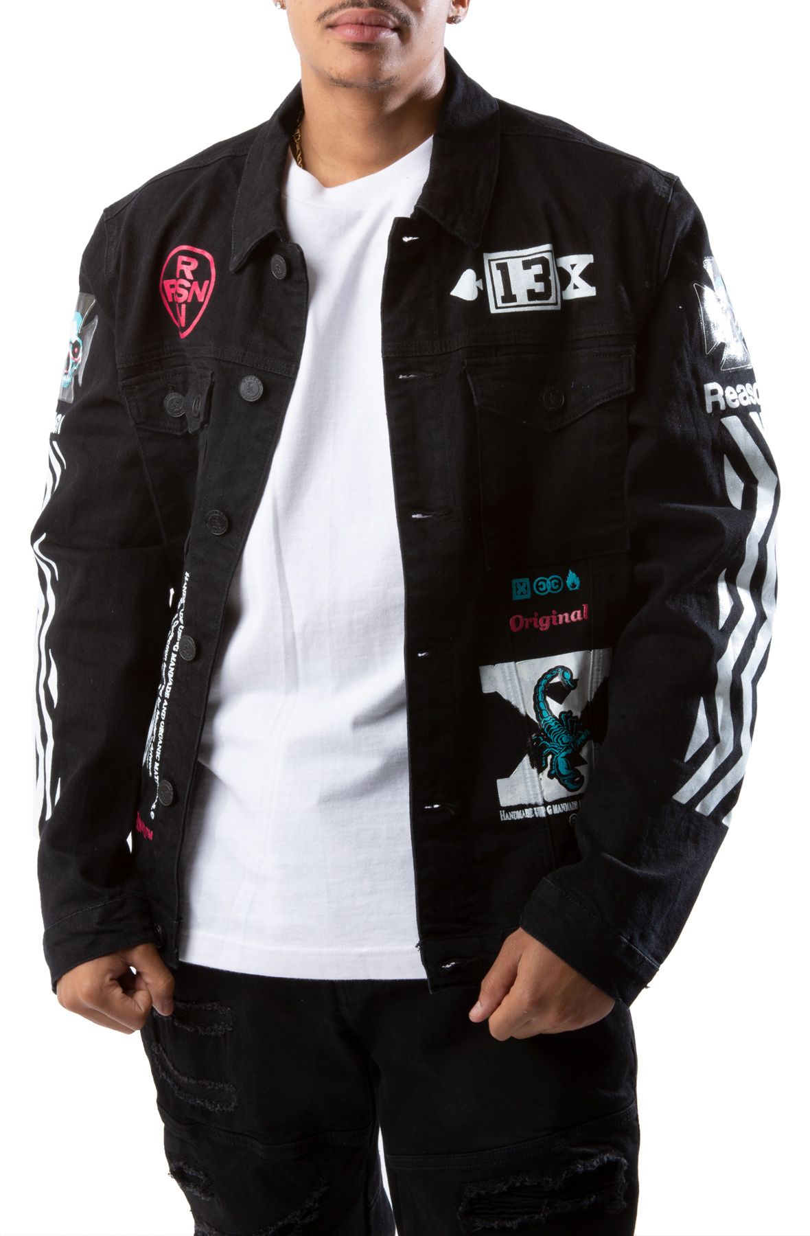 トップス comfortable reason BLACK DENIM JACKET REASON Cloud Denim Jacket A1-D255BLK - Shiekh