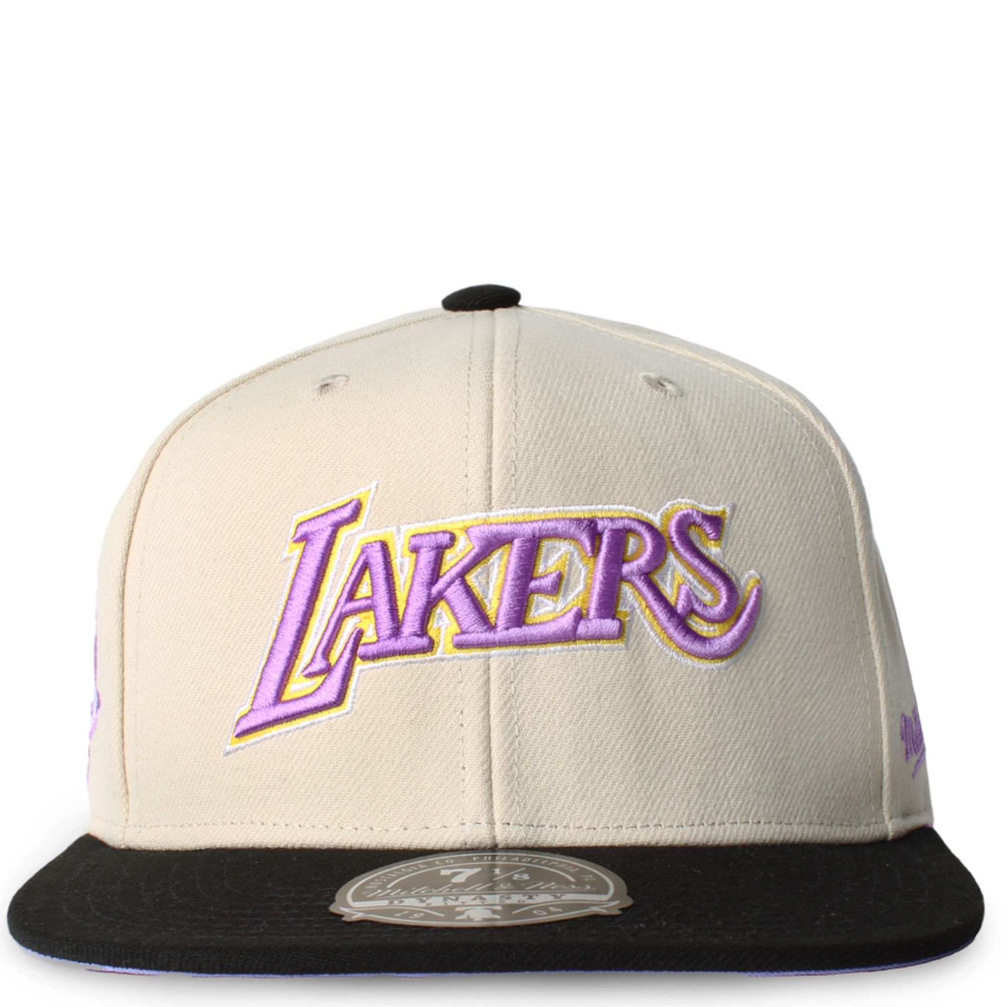 Mitchell & Ness Los Angeles LA Lakers Snapback Hat for Men -  White/Purple/Yellow - Basketball Cap for Men