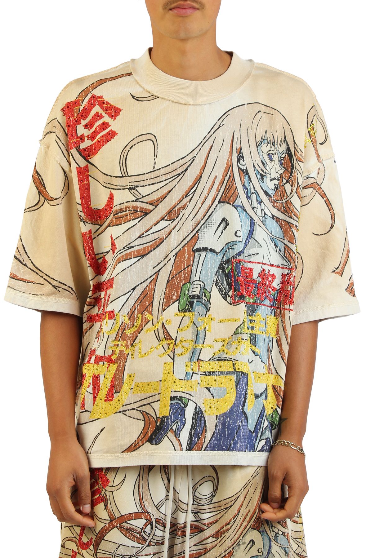 access peace × over(all) コラボシャツ RARE PEACE Manga Cyborg T-Shirt RT6001-ECRU - Shiekh