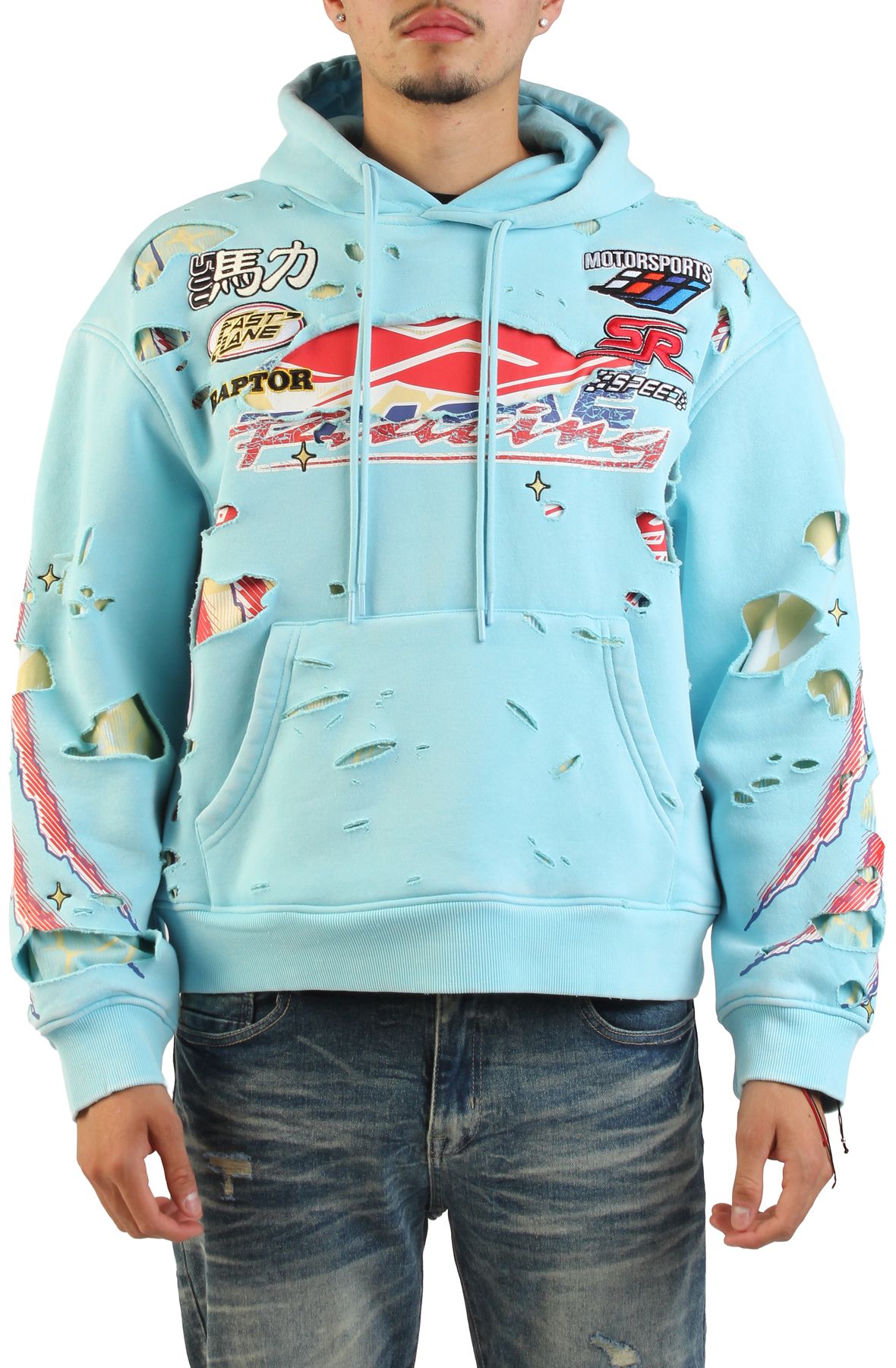 SMOKE RISE Racing Double Layer Hoodie FO26S428SK-SKY - Shiekh