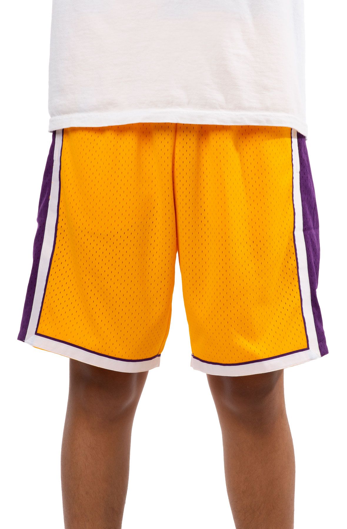 New Mens Mitchell & Ness LA Lakers '09 Swingman Basketball Size M Yellow  Shorts